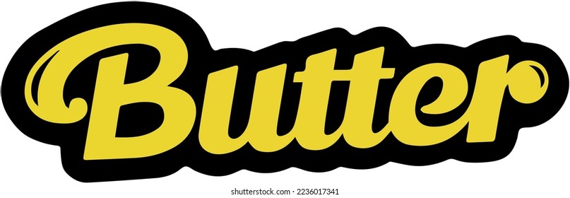 Butter Sticker Flat handwriting simple sticker yellow vector illustration BTS cute 