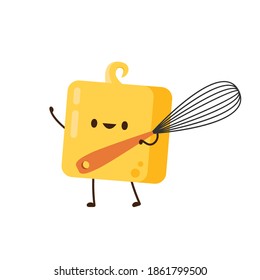 Butter vector. Butter character design. Butter on white background. Whisk vector.