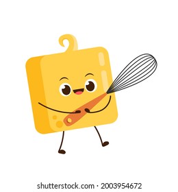 Butter vector. Butter character design. Butter on white background. Whisk vector.