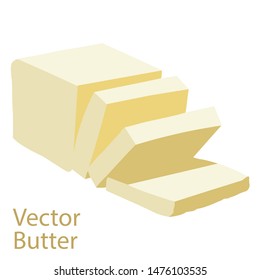 Butter vector isolated illustration. Cut butter