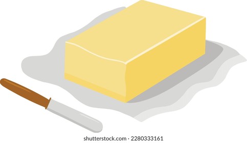 Butter. Gelbe Butter mit Messer