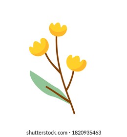 Buttercup flower icon sign on a white background. Cute little floral vector.
