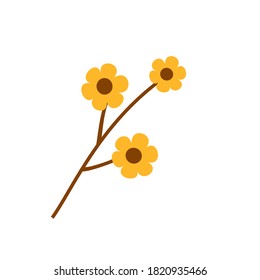 Buttercup flower icon sign on a white background. Cute little floral vector.