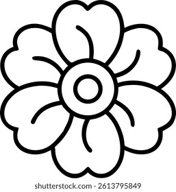 Buttercup Flower Outline with Five Rounded Petals Vector Silhouette Design