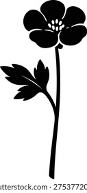 buttercup flower vector illustration Seamless background with black buttercup flowers