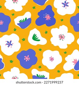 Buttercup Blumen nahtloses Muster. Cute Spring Summer Hintergrund für Grußkarten, Stoff, Tapete oder Wrackpapier, Druck, Textilien