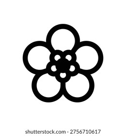Buttercup. Outlined stroke vector icon with black-filled details.