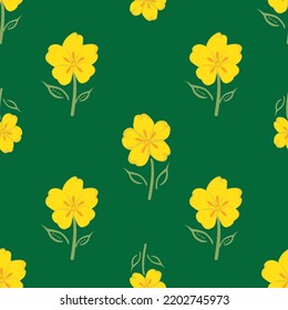 Buttercup vector seamless pattern background. Hand-drawn yellow green white floral repeat backdrop. Perennial herbaceous garden flower scattered design. Symbol for growth, love, health, youthfulness