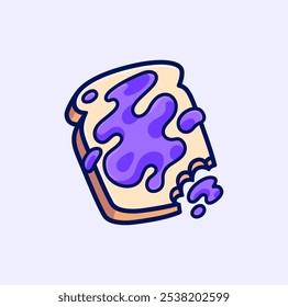 Fatia manteiga de brinde com engarrafamento roxo vibrante derramando sobre, perfeito para comida e temas de cozinha Deliciosamente colorido Vetor ilustração Design de desenhos animados