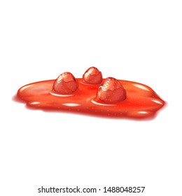 Buttered strawberry jam fruit product 3d decoration realistic vector illustration