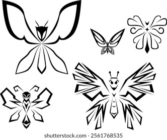butterffly blackj pictogram vector icon set