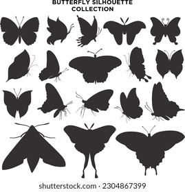 Butterflay isolated silhouette vector collection