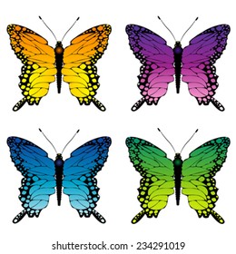 Set Butterflies Watercolor Illustration Hand Drawing Stock Illustration ...