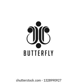 Butterflies in Abstract Forms Vector Design.