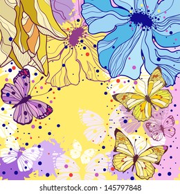 Butterflies, abstract seamless, background