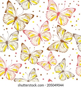 Butterflies, abstract seamless, background