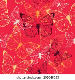 Butterflies, abstract seamless, background