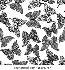 Butterflies abstract, seamless pattern,  EPS8 - vector graphics.