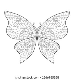 Butterflies for adult anti stress coloring pages in doodle style. Hand drawn sketch. Insect for posters or prints decoration.