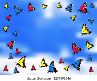 Butterflies against the sky