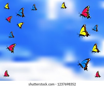 Butterflies against the sky