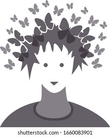 butterflies around head 