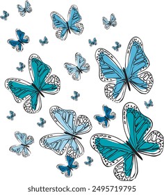 Diseño de fondo de mariposas en azul
