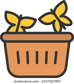 Butterflies in Basket Icon image. Suitable for mobile application.