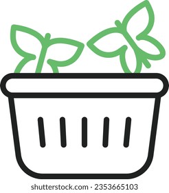 Mariposas en la imagen del icono de la canasta. Adecuado para aplicaciones móviles.