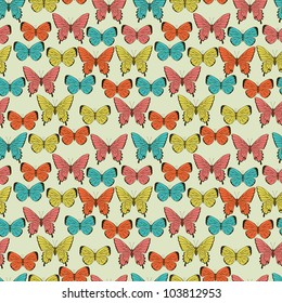 Butterflies. Beautiful background with a flower ornament.