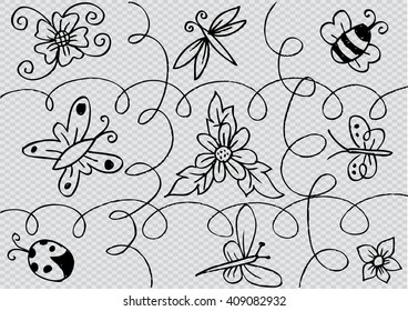 butterflies beetles ladybug bees flowers nature