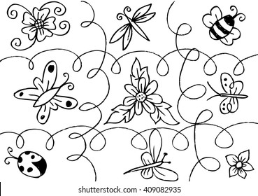 butterflies beetles ladybug bees flowers nature