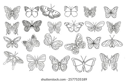 butterflies black silhouettes vector design 