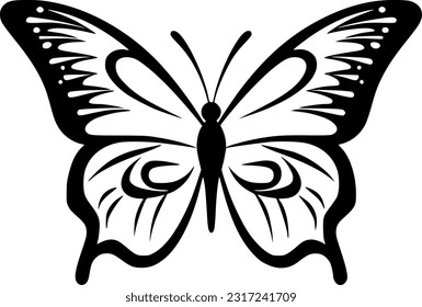 Butterflies | Black and White Vector illustration