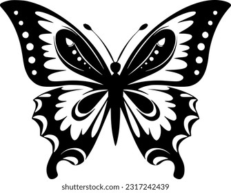 Butterflies | Black and White Vector illustration