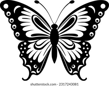Butterflies | Black and White Vector illustration