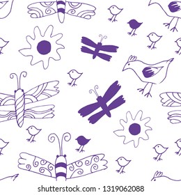 Butterflies And chicken zaplatani on white background