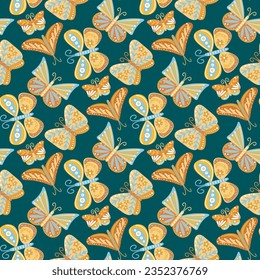 Butterflies collection seamless pattern vector illustration