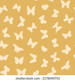 Butterflies collection vector seamless silhouette pattern