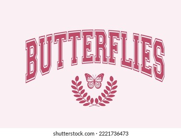 butterflies college typography vector handdrawn