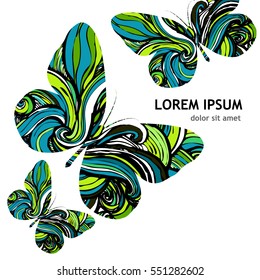 Butterflies colored background. Vector