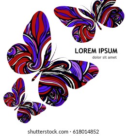Butterflies colored background. Vector