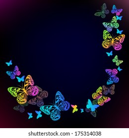 Butterflies colored circle. Vector