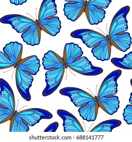 Butterflies. Colorful seamless pattern, background.