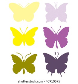 Butterflies in complement colors yellow and purple