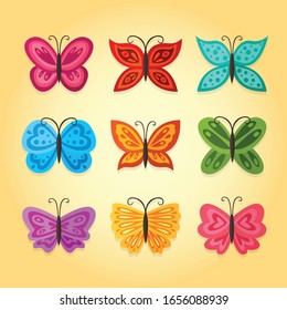 Butterflies. Cute butterflies vector set.