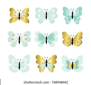 Butterflies. Cute butterflies vector set. Nature,spring.