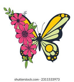 butterflies and daisies flower design margarita mariposa stationery,mug,t shirt,phone case fashion slogan style spring summer sticker and etc fashion design Swallowtail Metamorphosis