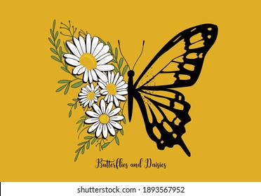 butterflies and daisies positive quote flower design margarita 
mariposa
stationery,mug,t shirt,phone case fashion slogan  style spring summer sticker and etc fashion design Swallowtail Metamorphosis