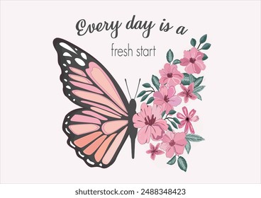 butterflies and daisies positive quote flower watercolor margarita mariposa stationery,mug,t shirt,phone case fashion slogan style spring summer sticker and etc Tawny Orange Monarch stationery